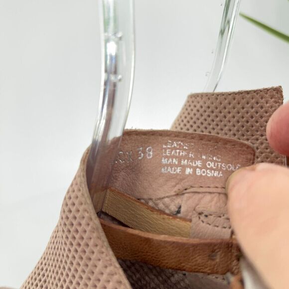 Miz Mooz Knox Sandal Women 38 8 Blush Pink Leather Wedge Boho Open Toe Bootie - Picture 7 of 16